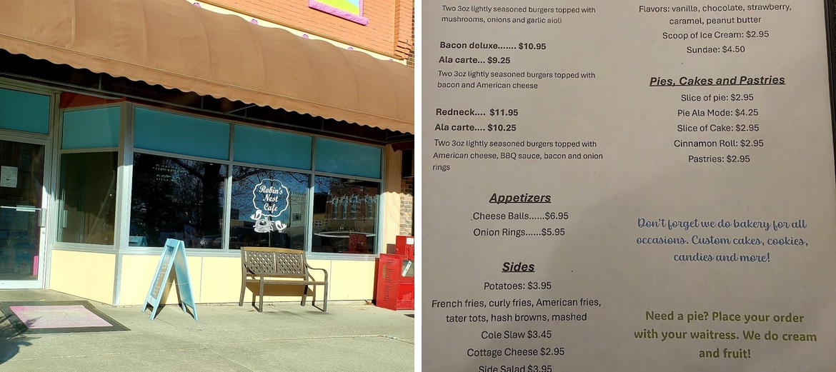 Robin's Nest Cafe Menu
